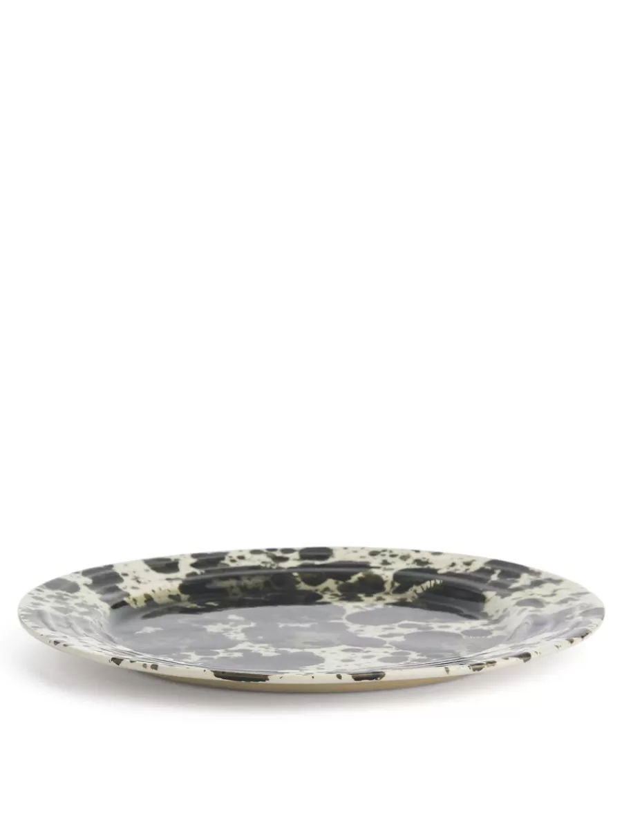 Assiettes-ARKET Assiette en céramique Blanc/Noir