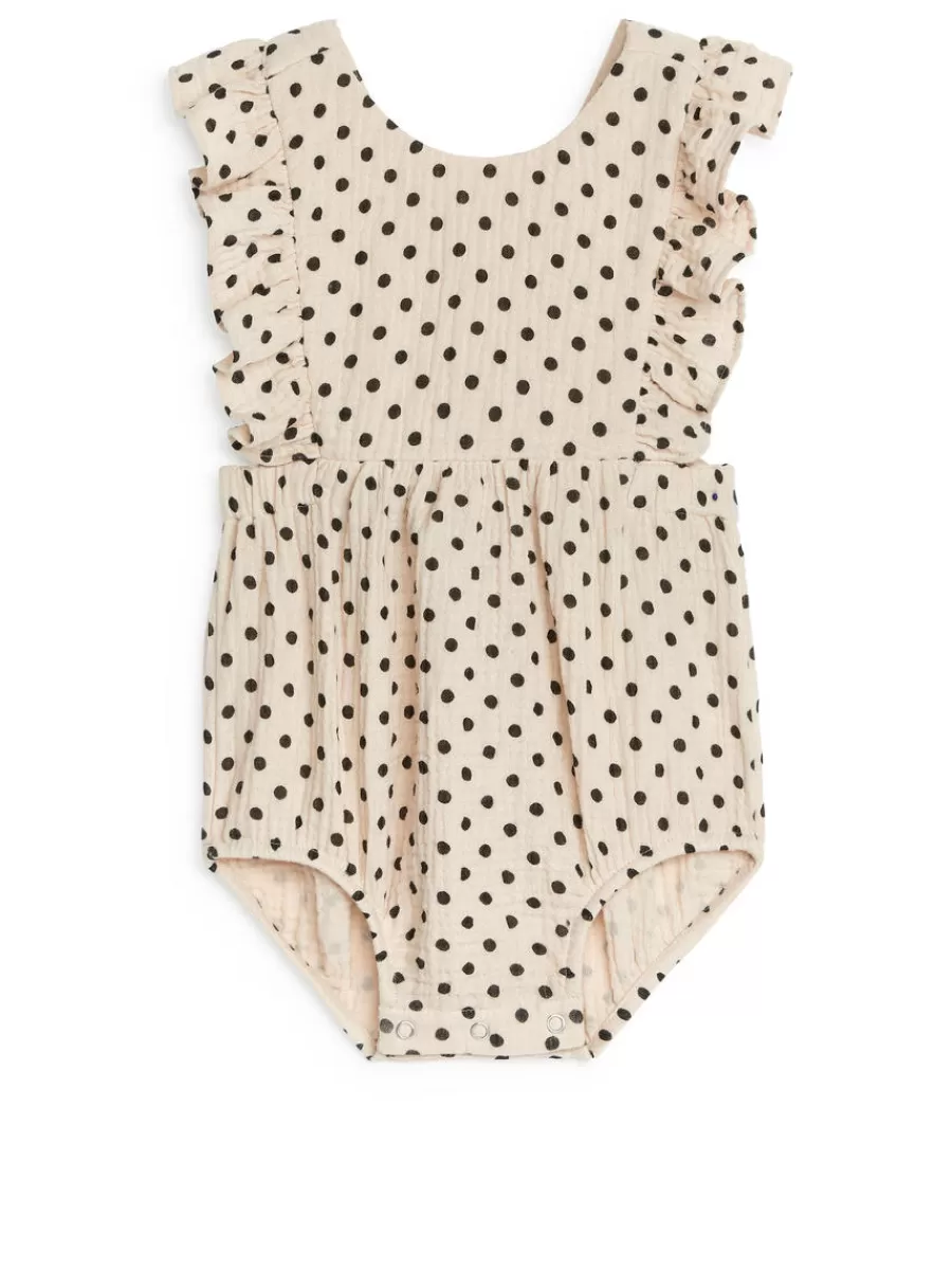 Bodys-ARKET Barboteuse à volants en mousseline Beige/Noir