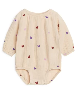 Bodys-ARKET Barboteuse en mousseline de coton Beige/Papillons
