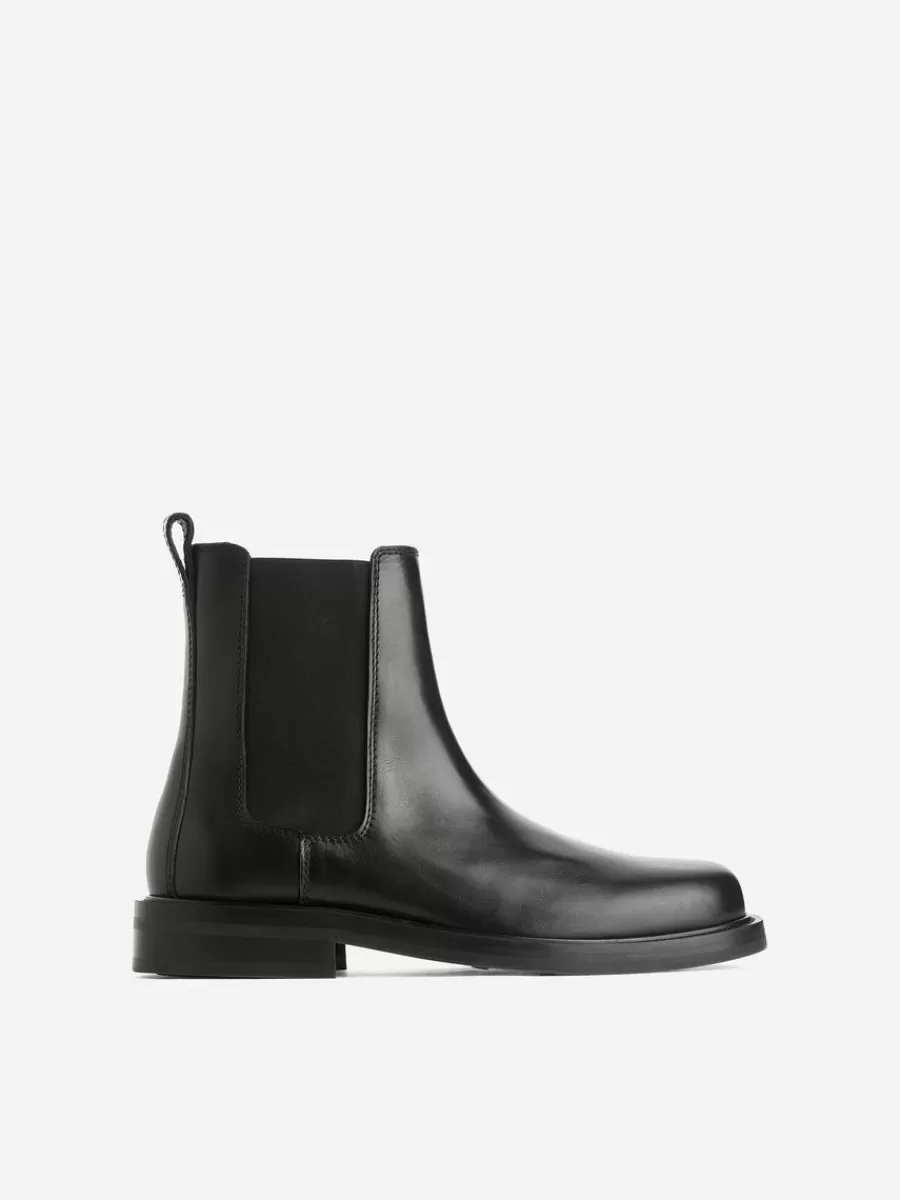 Bottes | Chaussures En Cuir-ARKET Bottes Chelsea en cuir Noir