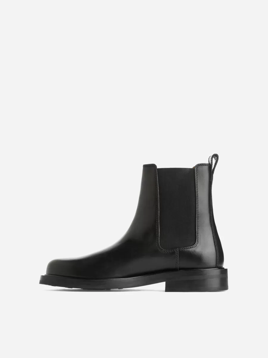 Bottes | Chaussures En Cuir-ARKET Bottes Chelsea en cuir Noir