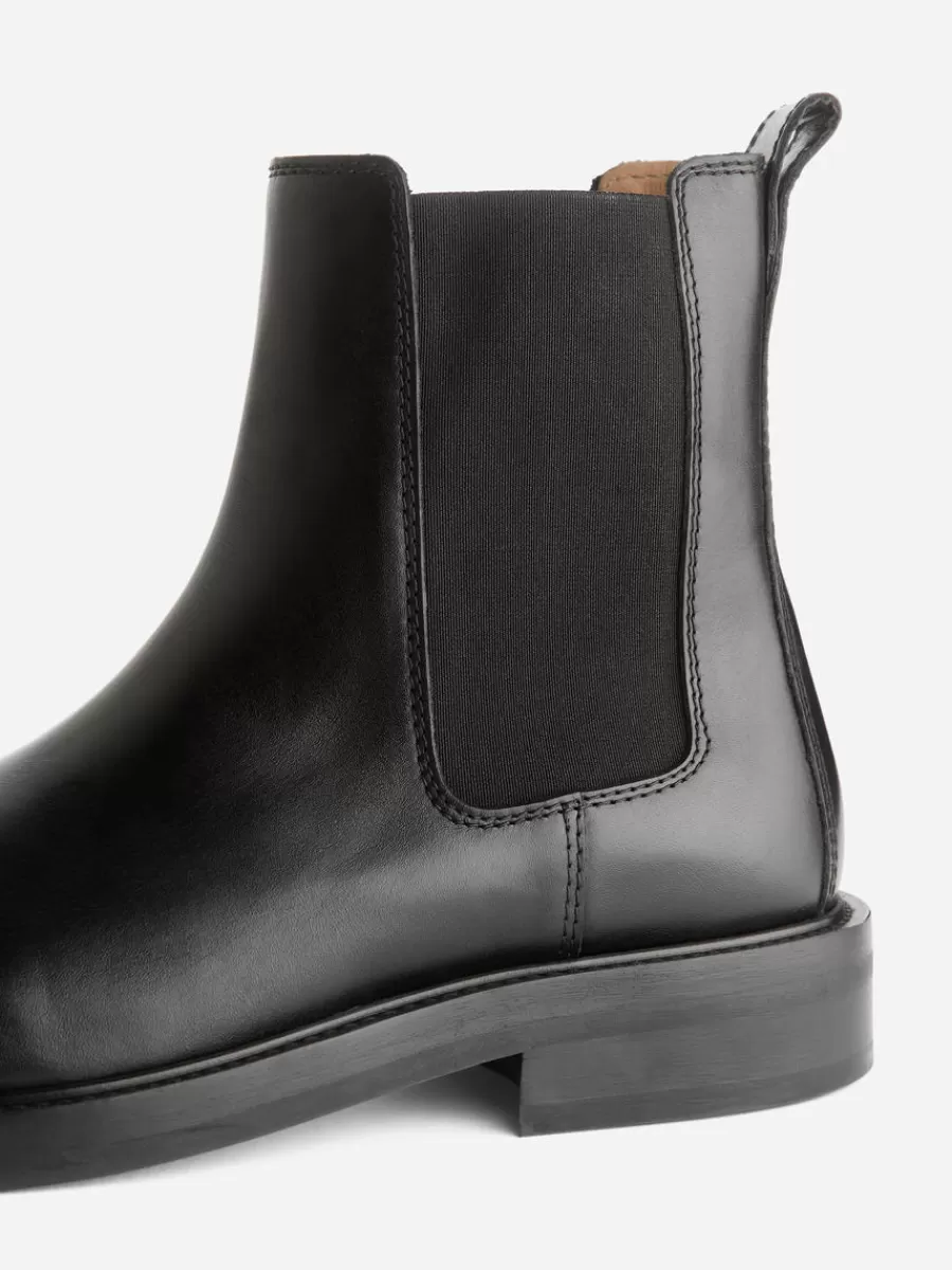 Bottes | Chaussures En Cuir-ARKET Bottes Chelsea en cuir Noir