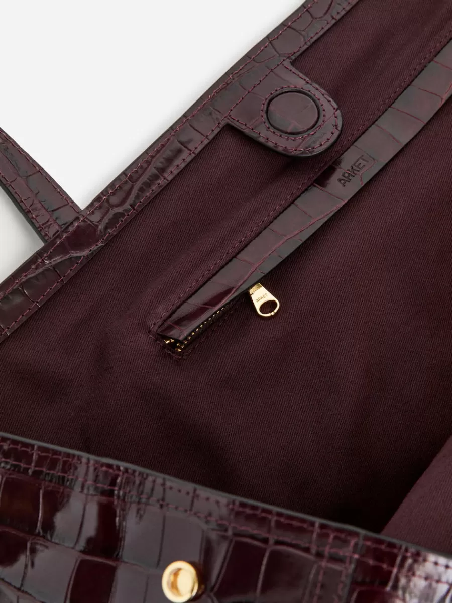 Tous Les Sacs-ARKET Cabas en cuir effet croco Bordeaux