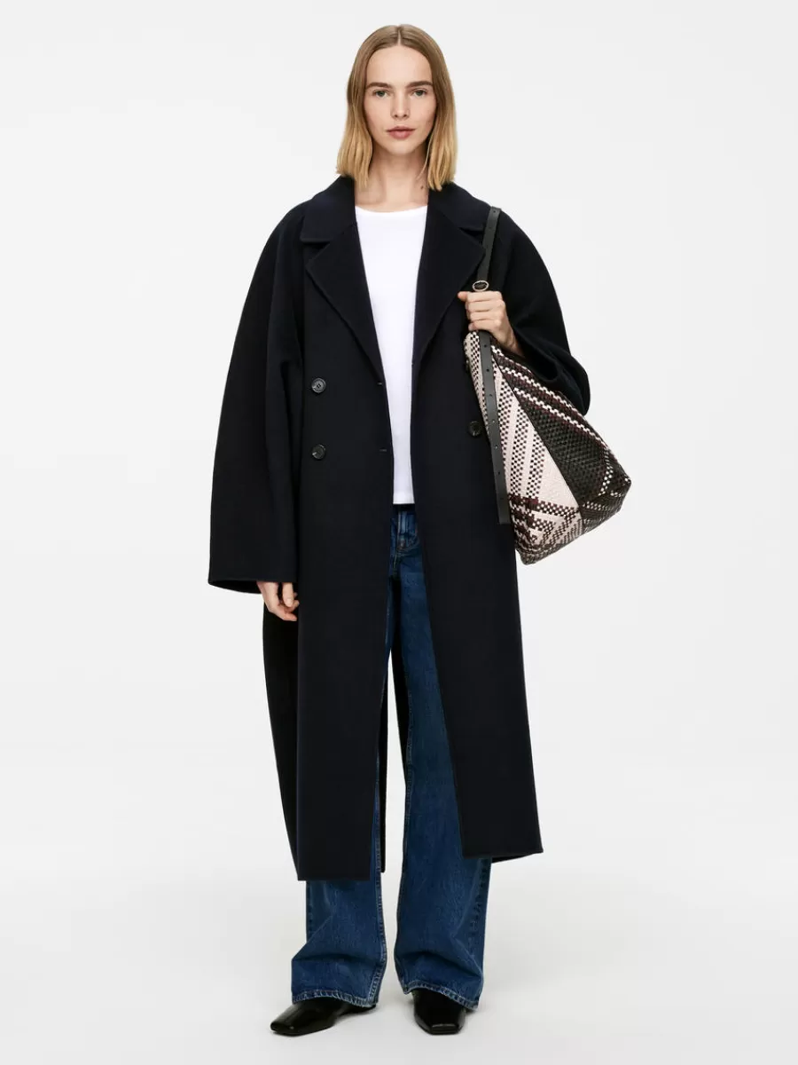 Tous Les Sacs-ARKET Cabas en cuir tressé Blanc/Noir/Rouge foncé