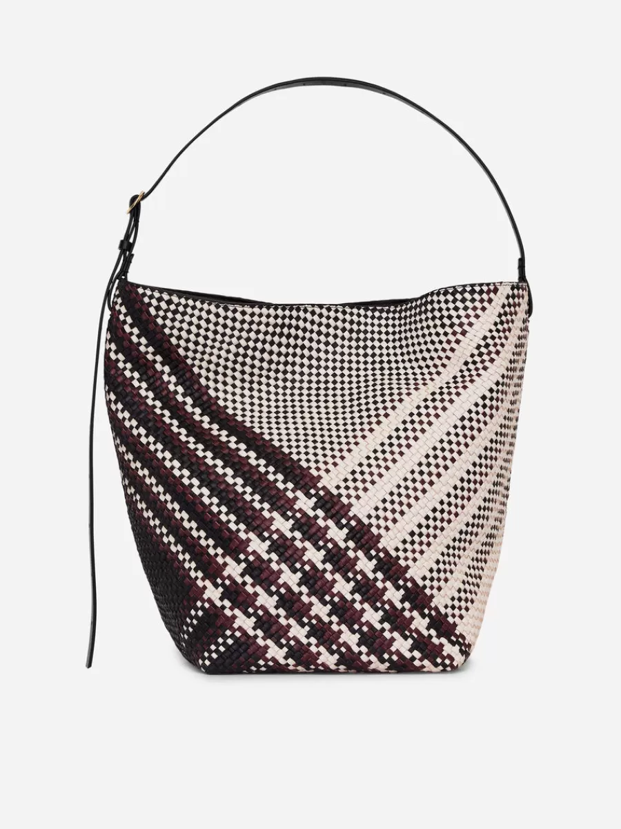 Tous Les Sacs-ARKET Cabas en cuir tressé Blanc/Noir/Rouge foncé