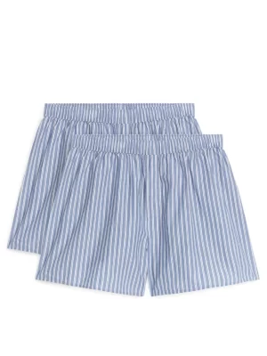 Sous-Vêtements-ARKET Caleçons tissés, lot de 2 Bleu/Rayures