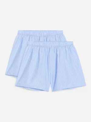 Sous-Vêtements-ARKET Caleçons tissés, lot de 2 Bleu clair/Blanc