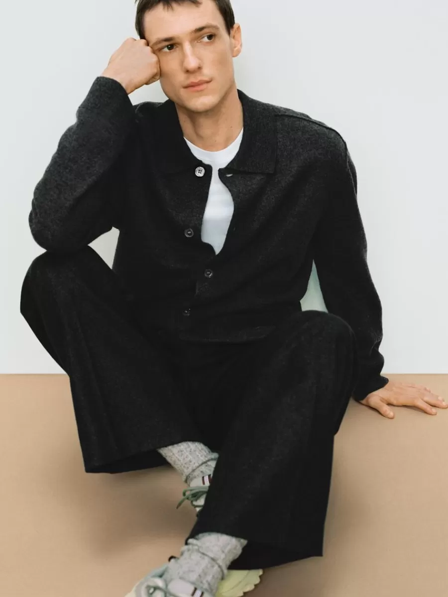Maille-ARKET Cardigan en laine bouillie Gris foncé