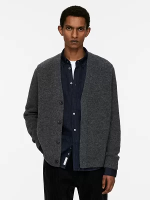 Maille-ARKET Cardigan en laine col en V Gris foncé