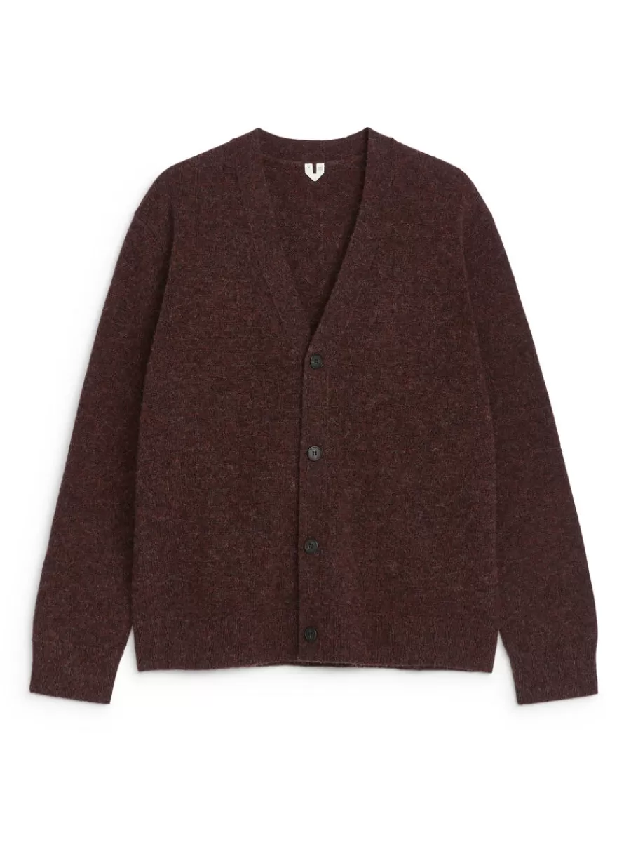 Maille-ARKET Cardigan en laine col en V Bordeaux