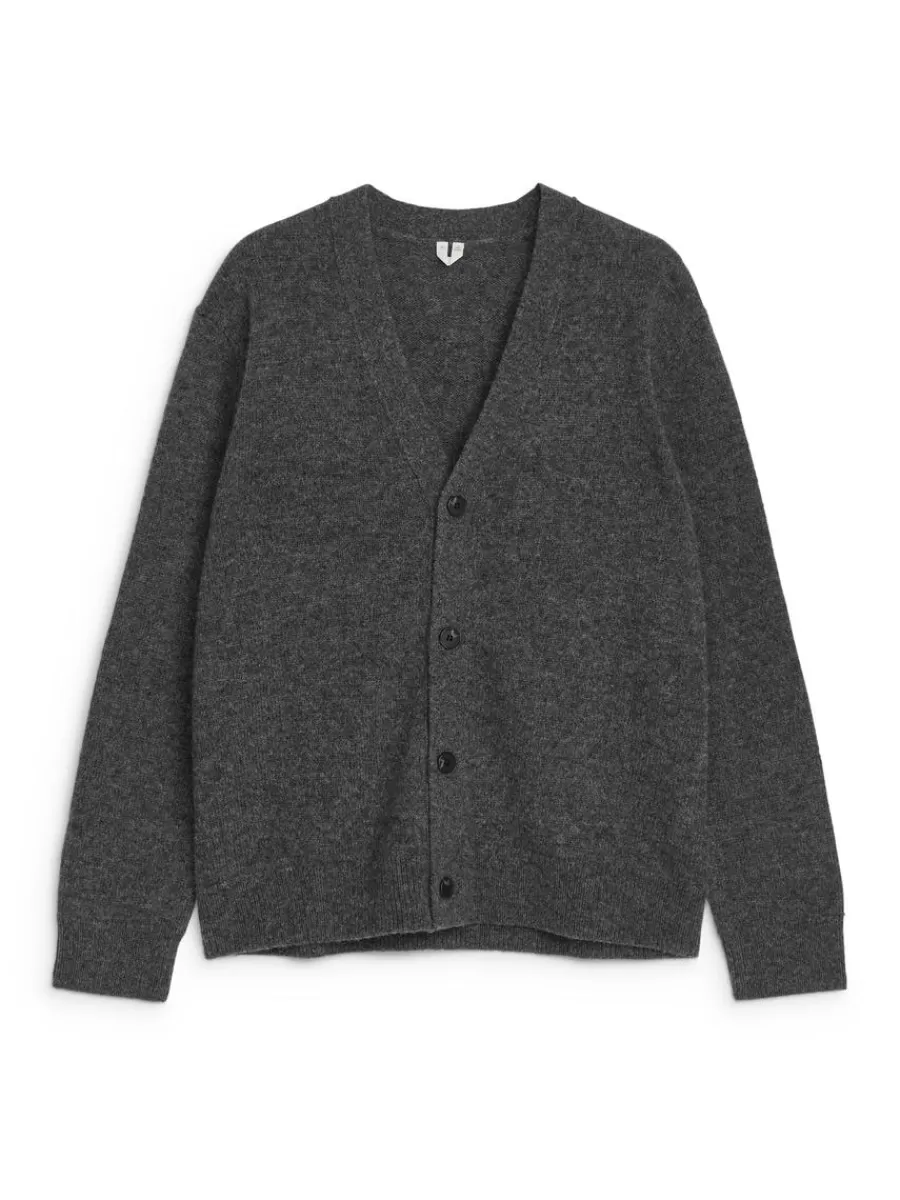 Maille-ARKET Cardigan en laine col en V Gris foncé