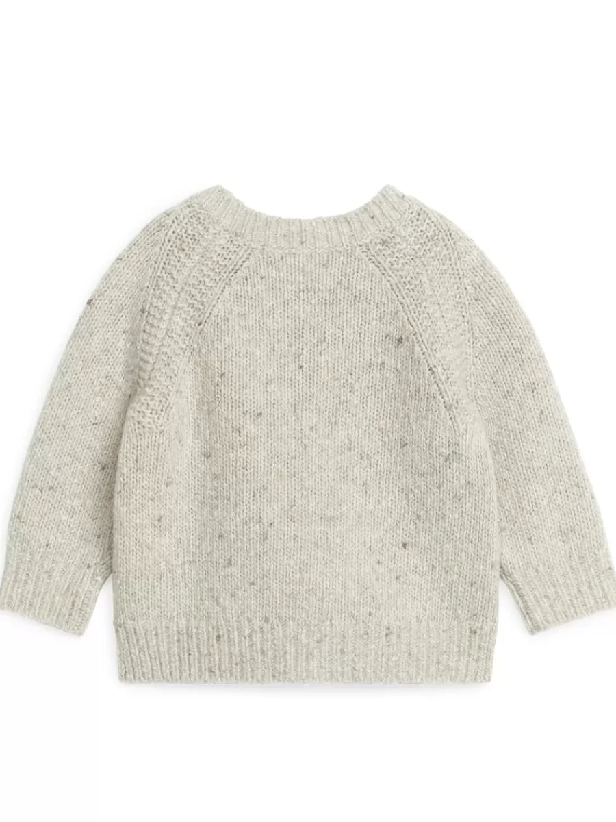 Maille-ARKET Cardigan en laine mélangée mouchetée Beige