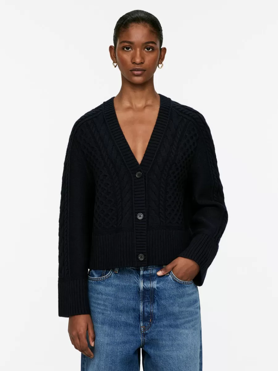 Mailles Et Cardigans-ARKET Cardigan en maille de laine torsadée Bleu foncé