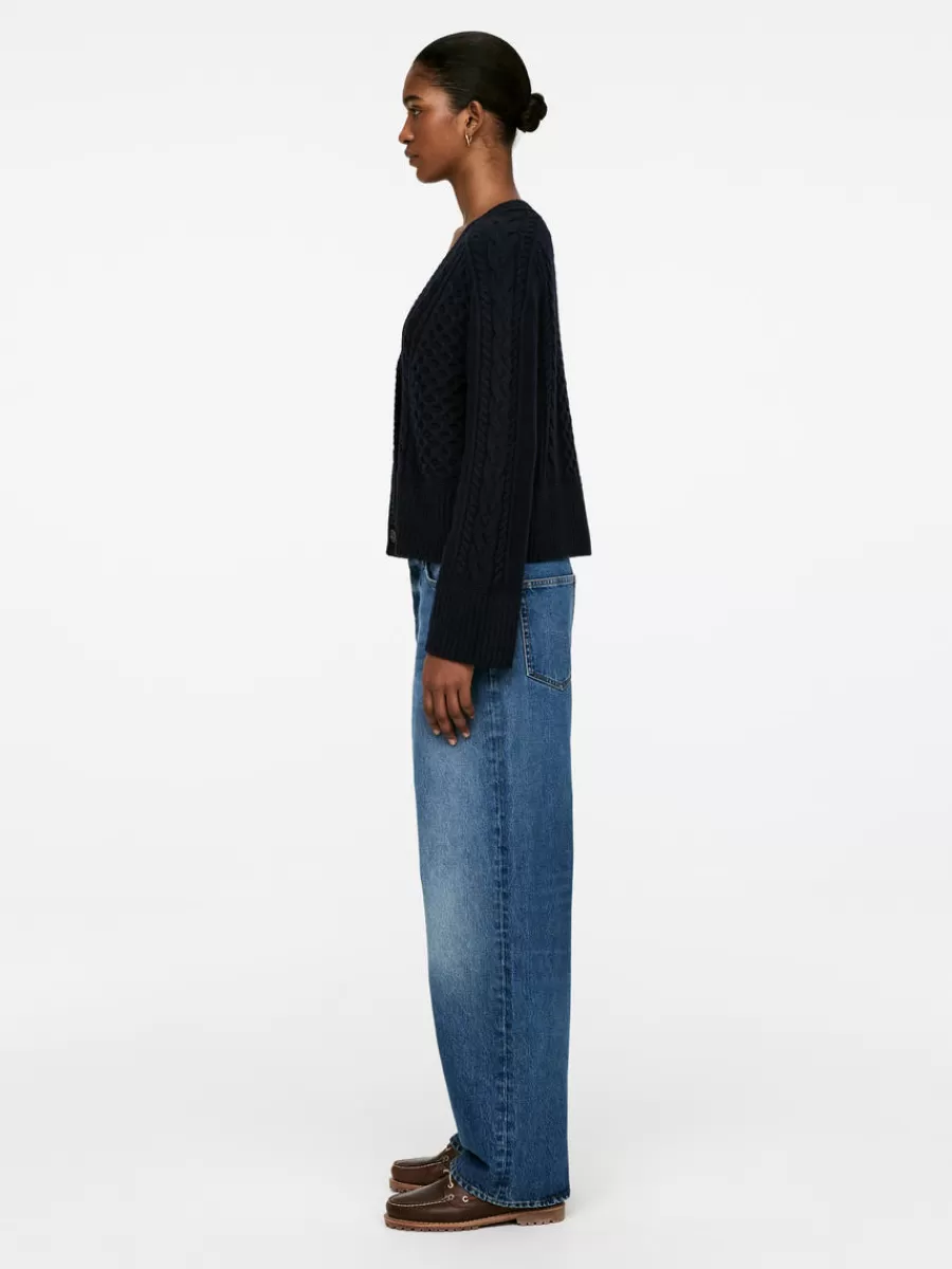 Mailles Et Cardigans-ARKET Cardigan en maille de laine torsadée Bleu foncé