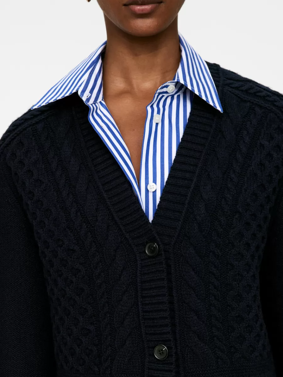 Mailles Et Cardigans-ARKET Cardigan en maille de laine torsadée Bleu foncé