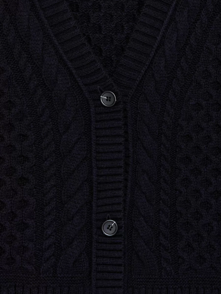 Mailles Et Cardigans-ARKET Cardigan en maille de laine torsadée Bleu foncé