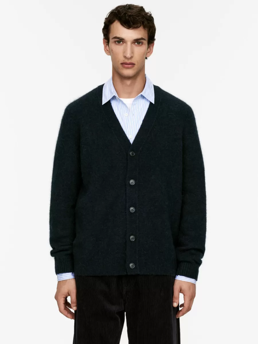 Maille-ARKET Cardigan en mélange de laine et d'alpaga Bleu foncé