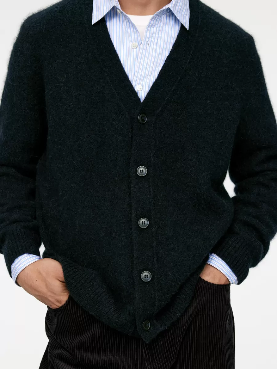 Maille-ARKET Cardigan en mélange de laine et d'alpaga Bleu foncé