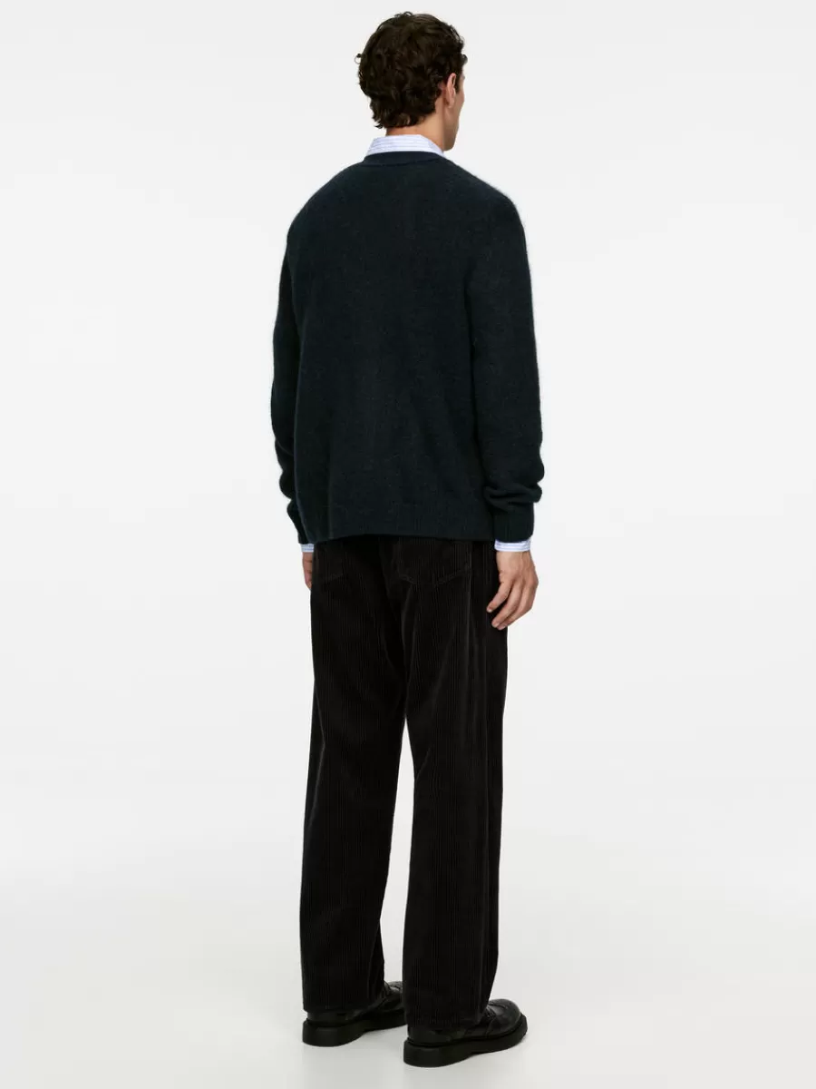 Maille-ARKET Cardigan en mélange de laine et d'alpaga Bleu foncé