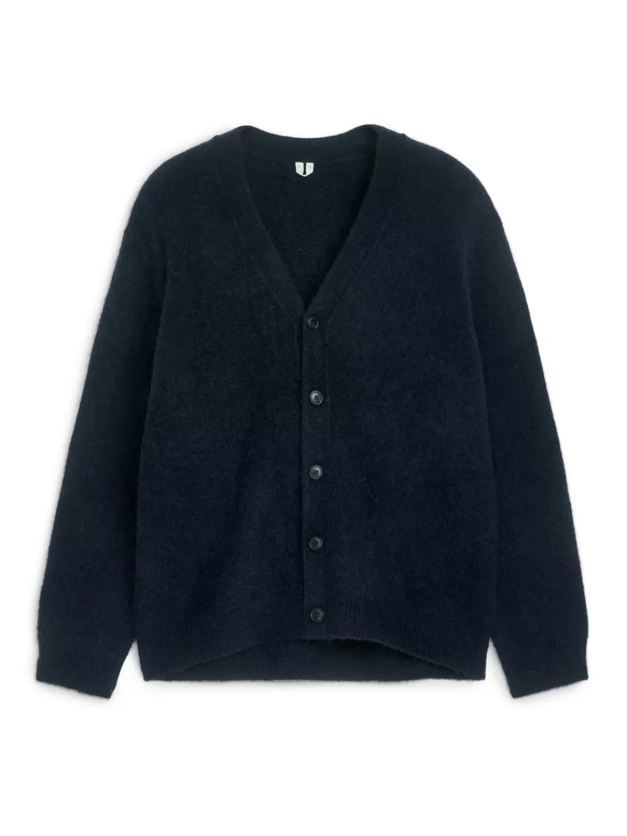 Maille-ARKET Cardigan en mélange de laine et d'alpaga Bleu foncé