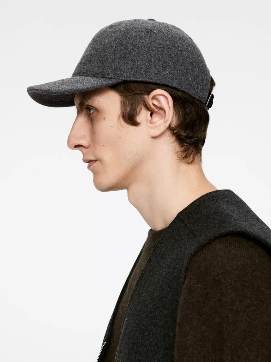 Chapeaux-ARKET Casquette en laine feutrée Gris foncé