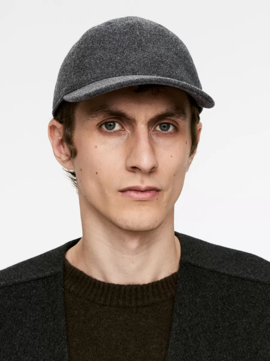 Chapeaux-ARKET Casquette en laine feutrée Gris foncé