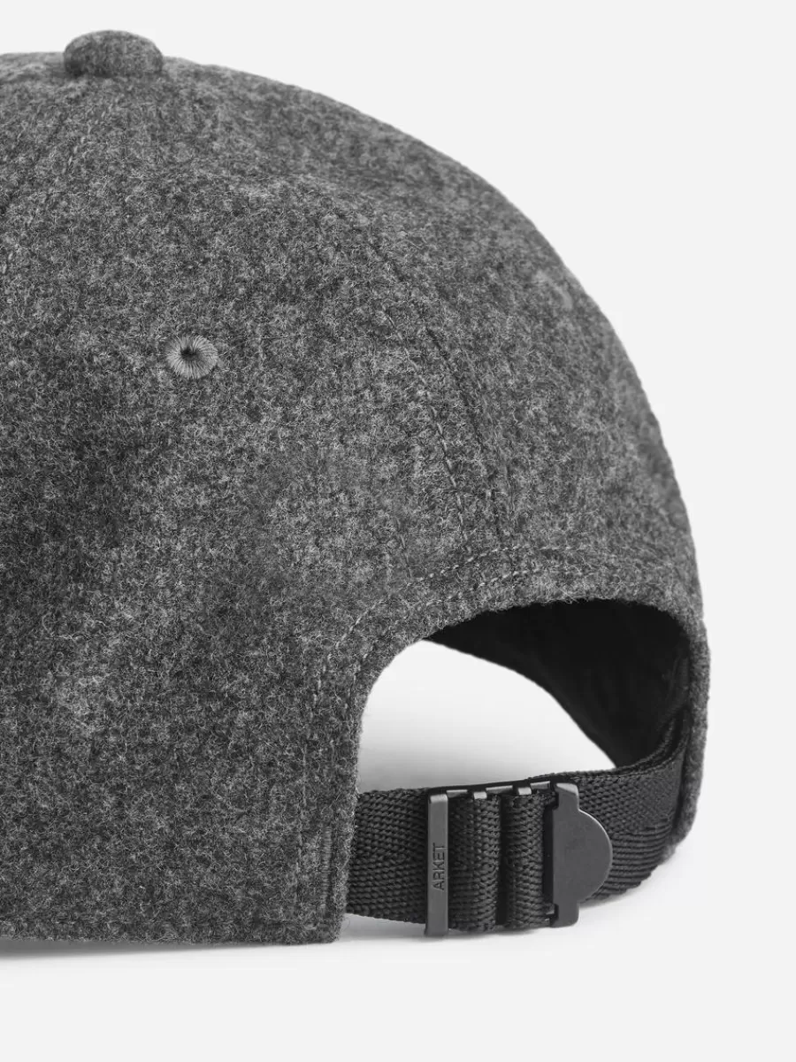 Chapeaux-ARKET Casquette en laine feutrée Gris foncé