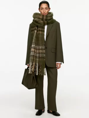 Écharpes Et Cols-ARKET Écharpe en mélange de laine Vert kaki/Multicolore