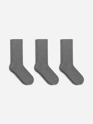 Chaussettes-ARKET Chaussettes côtelées en coton Supima, 3 paires gris