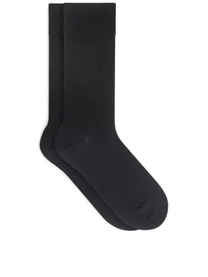 Chaussettes-ARKET Chaussettes en coton mercerisé unies Bleu