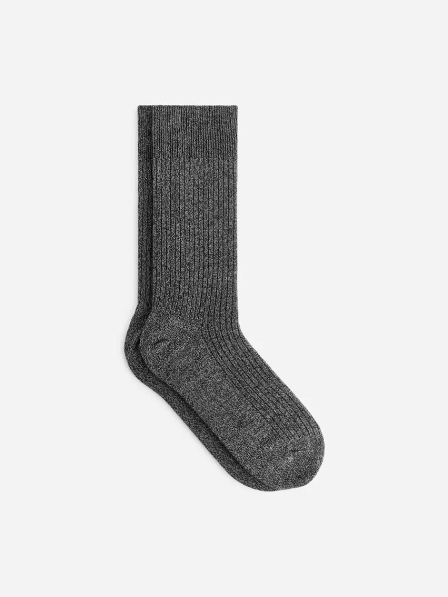 Chaussettes-ARKET Chaussettes en coton Supima côtelé Gris foncé chiné