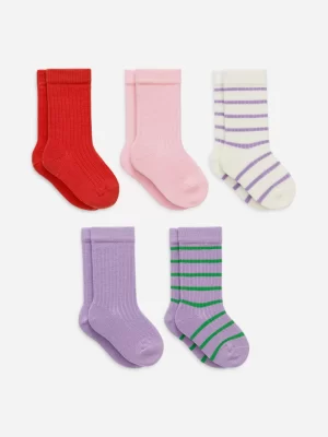 Chaussettes Et Collants | Chaussettes Et Collants-ARKET Chaussettes en maille côtelée, 5 paires Mauve/Rouge