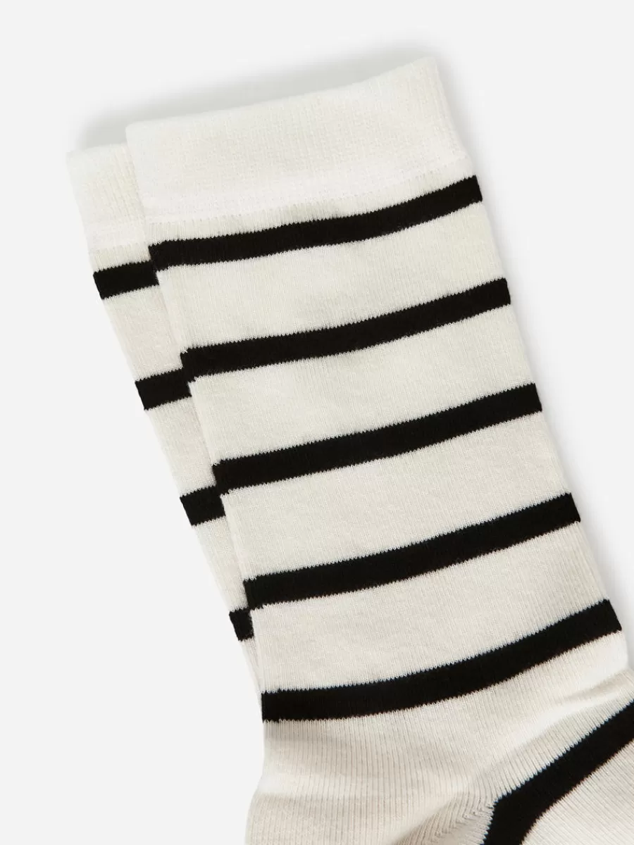 Chaussettes-ARKET Chaussettes rayées en coton Blanc cassé/Noir