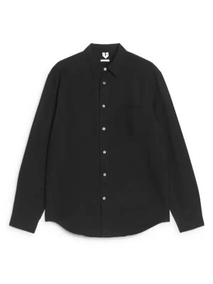 Chemises-ARKET Chemise décontractée en lin et coton Noir