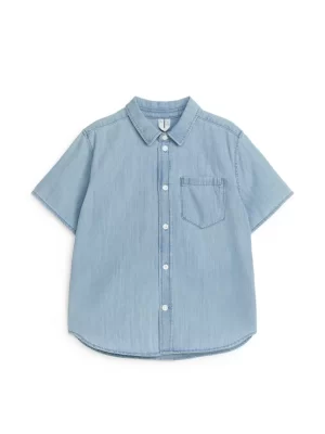 Hauts | Chemises-ARKET Chemise en jean à manches courtes Bleu ciel