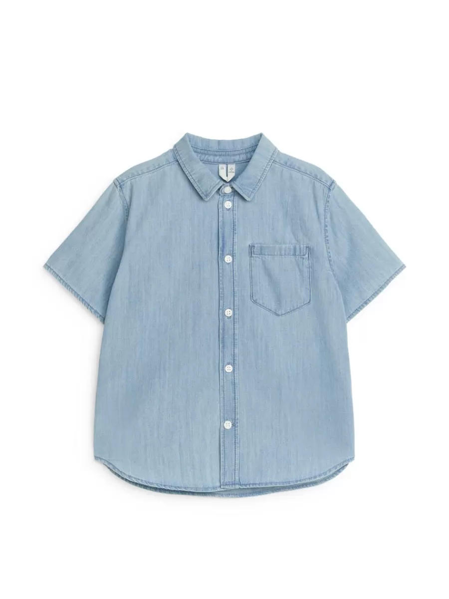Hauts | Chemises-ARKET Chemise en jean à manches courtes Bleu ciel