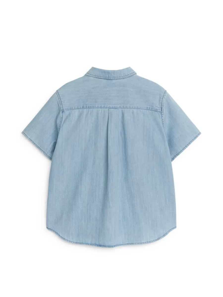 Hauts | Chemises-ARKET Chemise en jean à manches courtes Bleu ciel