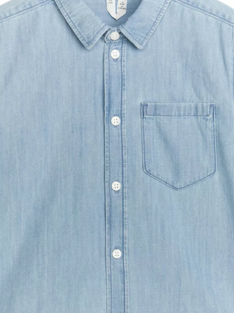 Hauts | Chemises-ARKET Chemise en jean à manches courtes Bleu ciel
