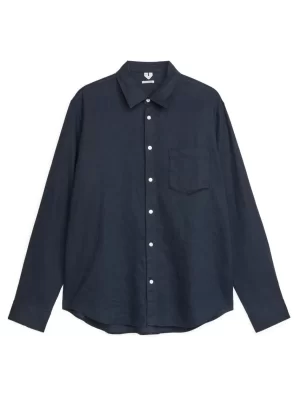 Chemises-ARKET Chemise en lin de coupe classique Bleu foncé