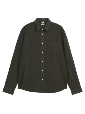 Chemises-ARKET Chemise en lin de coupe classique Vert foncé