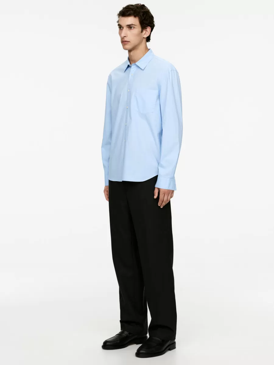 Chemises-ARKET Chemise en popeline lavée Bleu ciel