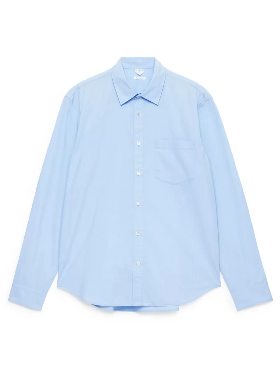 Chemises-ARKET Chemise en popeline lavée Bleu ciel