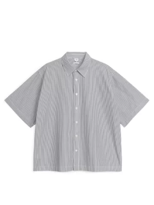 Chemises-ARKET Chemise oversize en popeline Noir/Rayures blanches