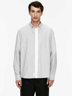 Chemises-ARKET Chemise Oxford Blanc/Gris