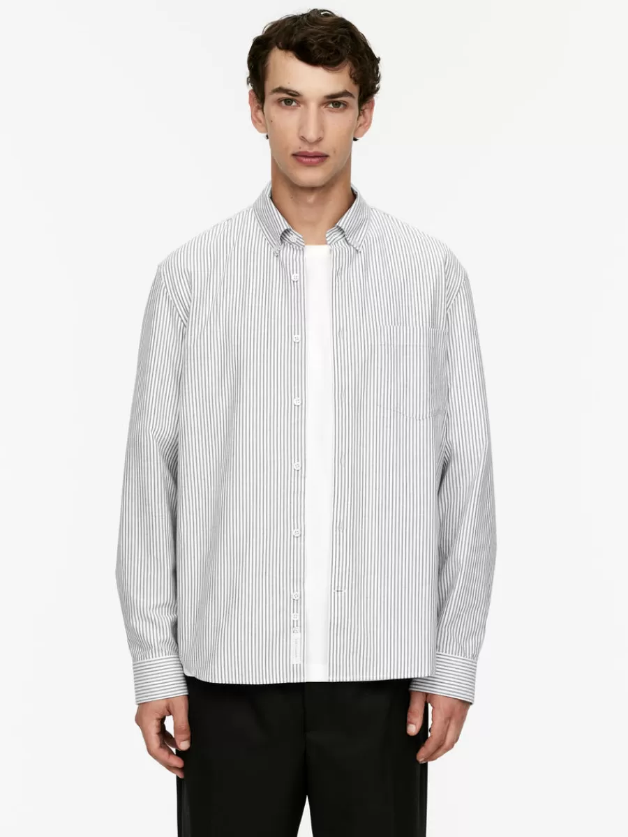 Chemises-ARKET Chemise Oxford Blanc/Gris