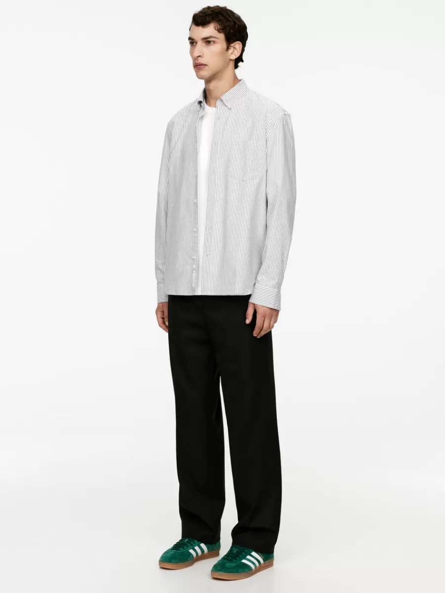 Chemises-ARKET Chemise Oxford Blanc/Gris