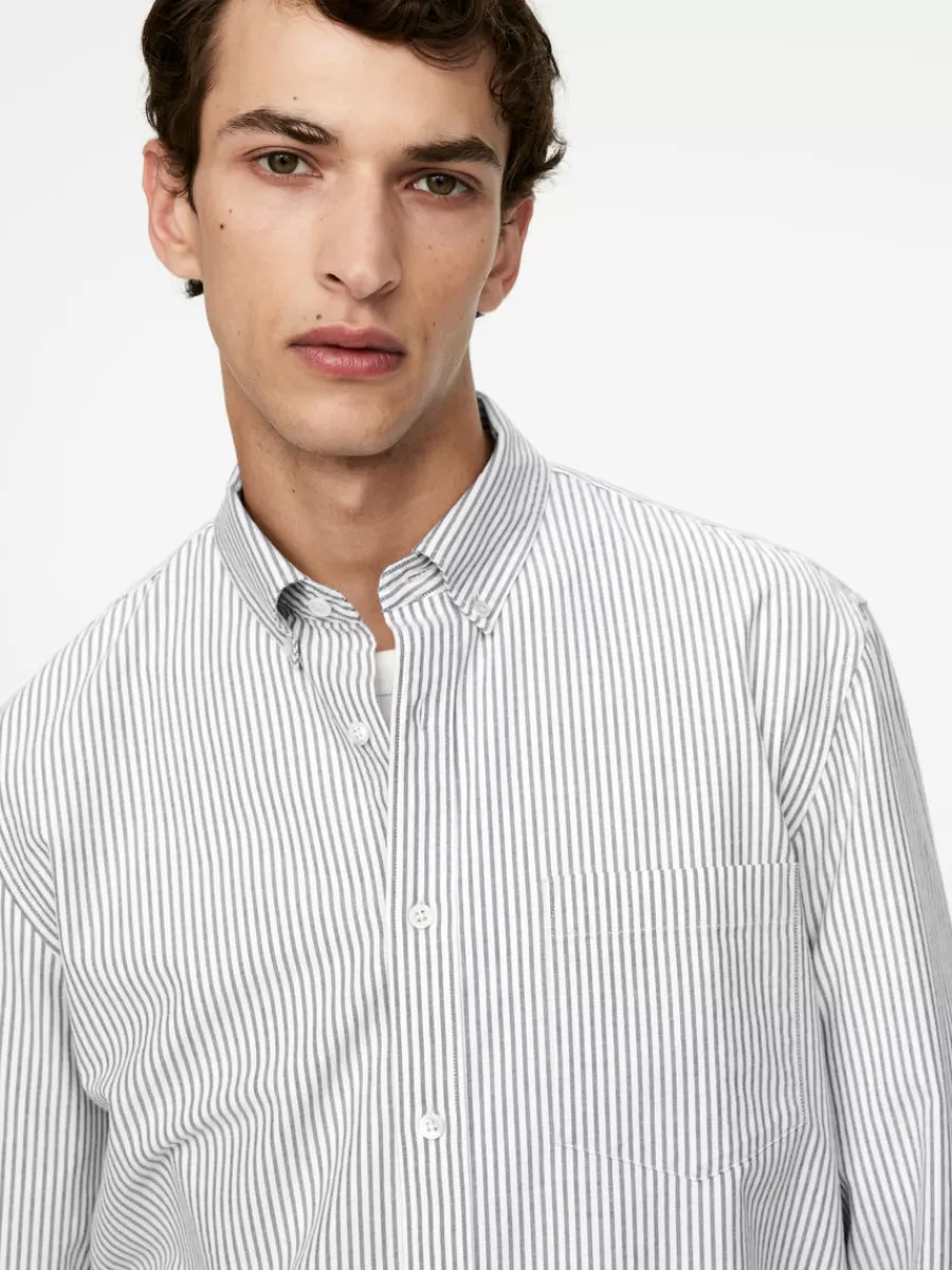Chemises-ARKET Chemise Oxford Blanc/Gris