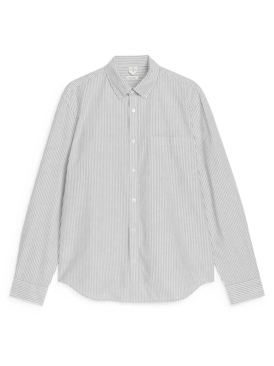 Chemises-ARKET Chemise Oxford Blanc/Gris