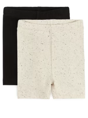Bas-ARKET Cuissard vélo en jersey côtelé, lot de 2 Beige/Bleu foncé