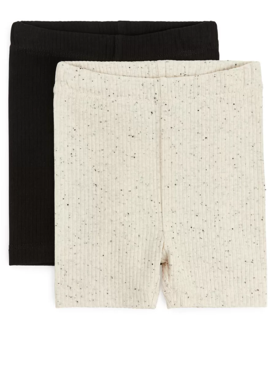 Bas-ARKET Cuissard vélo en jersey côtelé, lot de 2 Beige/Bleu foncé